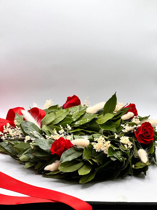 Corona d'Alloro con Fiori Stabilizzati Misti